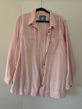 LL Bean Corduroy button front Jacket light pink cotton